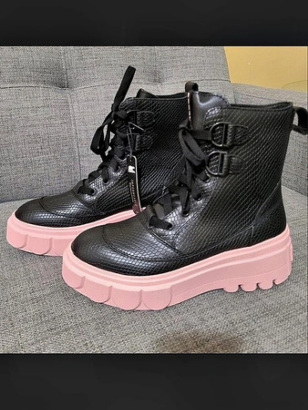 SOREL  Waterproof Leather Lace-Up Boot Boots Black & Pink